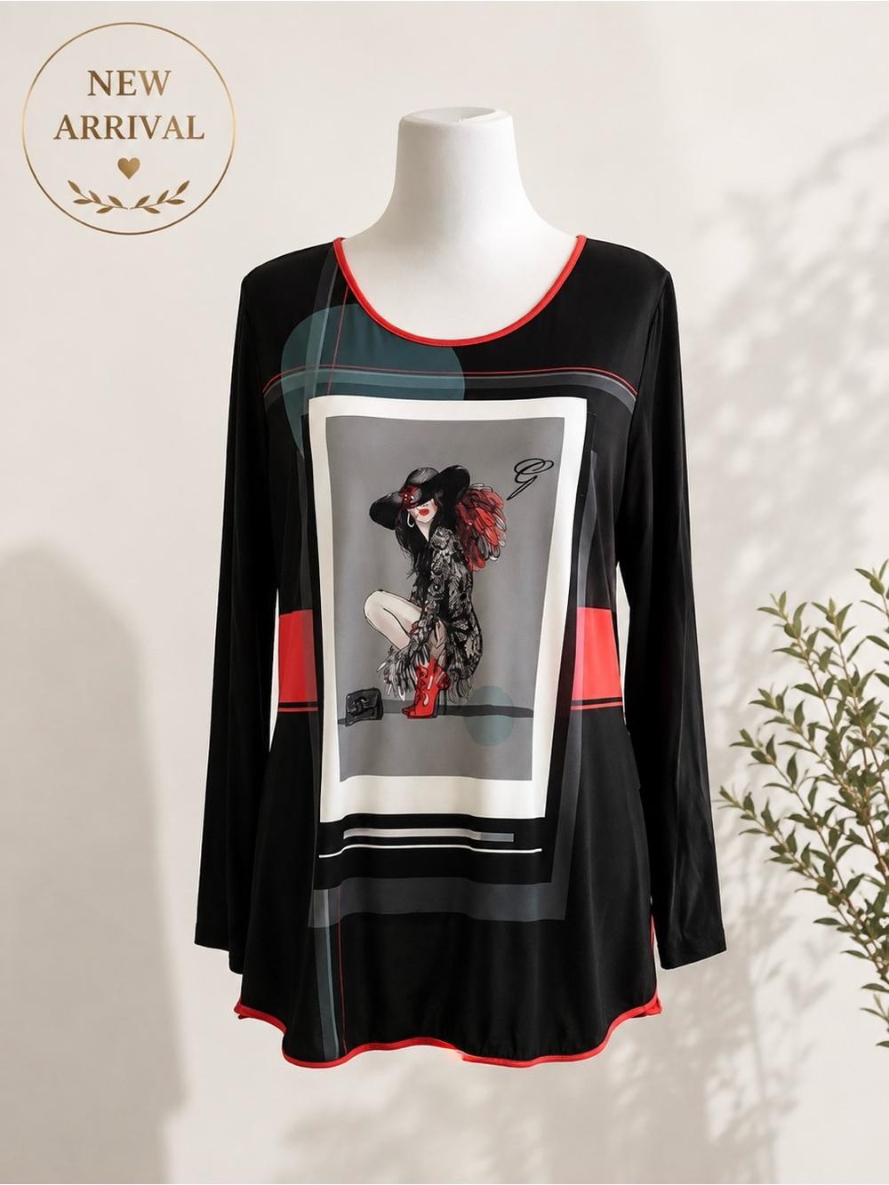 🖤 Guitar Graphic Long-Sleeve Tunic Top 🖤
